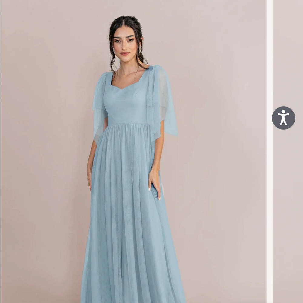 Madeline Maxi Gown with Square Neck and Flutter Sleeves (blue)